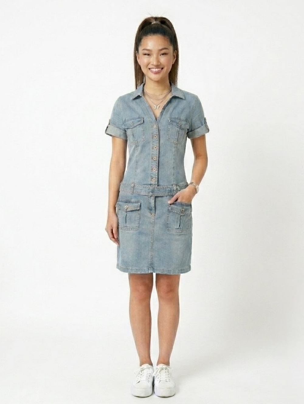 Hot Kiss Vintage Y2K Denim Belted Dress - Medium